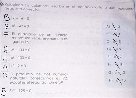 Relaciona Las Columnas Escribe En El Recuadro La Letra Que Representar