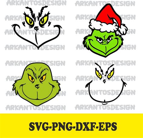 Smiling Grinch Face Grinch Bundle Grinch Cut File Christmas