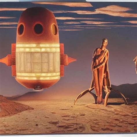 Krea Oil Painting Of A Scene From An Ancient Historical Ufo Encounter