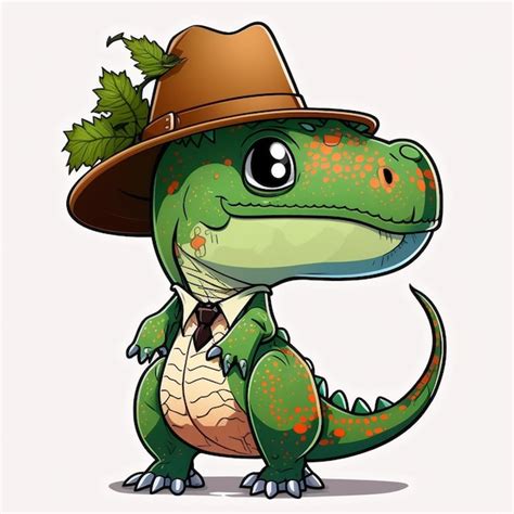 Premium Photo Dinosaur Wearing A Hat Vector Illustration