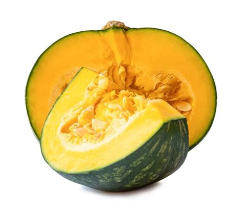 Premium Photo Fresh Kabocha Or Green Japanese Pumpkin Half With Slice