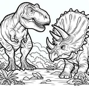 Dibujo De Tyrannosaurus Y Triceratops Para Colorear A Imprimir Pdf