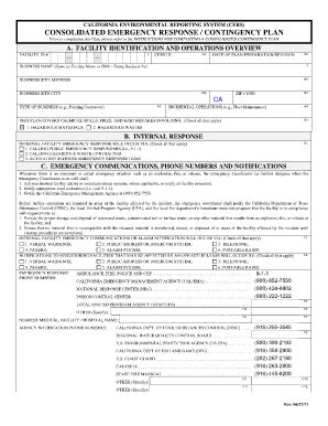 Fillable Online Calepa Ca Consolidated Contingency Plan Template