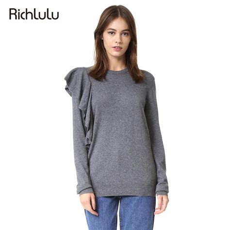 Richlulu Mode Herbst Frauen Pullover Sexy R Schen Lose Rundhals