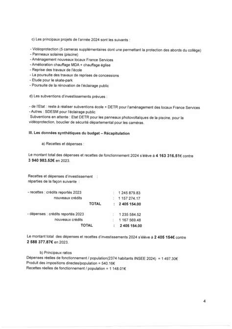 Conseil Municipal du 8 avril 2024 Note de présentation brève et