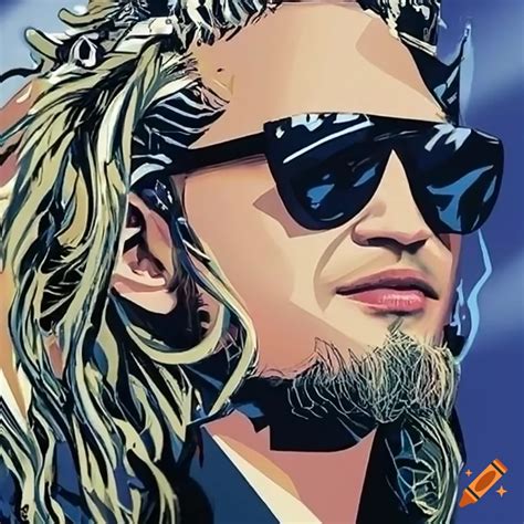 Roy Lichtensteins Anime Style Portrait Of Layne Staley Wearing Sunglasses On Craiyon