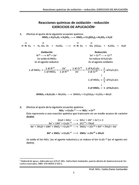 15 Reacciones Redox Ejercicios Pdf Redox Química