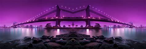 HD wallpaper: bridge, photography, purple, city, night | Wallpaper Flare