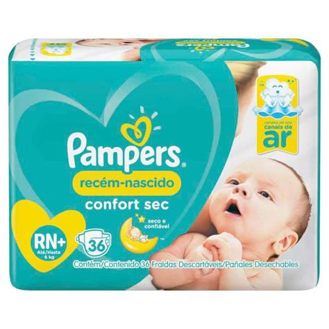 Fralda Pampers Confort Sec RN Pacote 36 Unidades