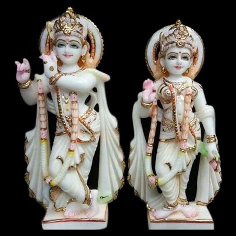 Painted White Marble Radha Krishna Statue Packaging Type Carton Box