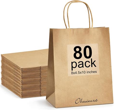 Amazon Ohuimrt 80 PCS Kraft Paper Gift Bags With Handles 8 X 4 5