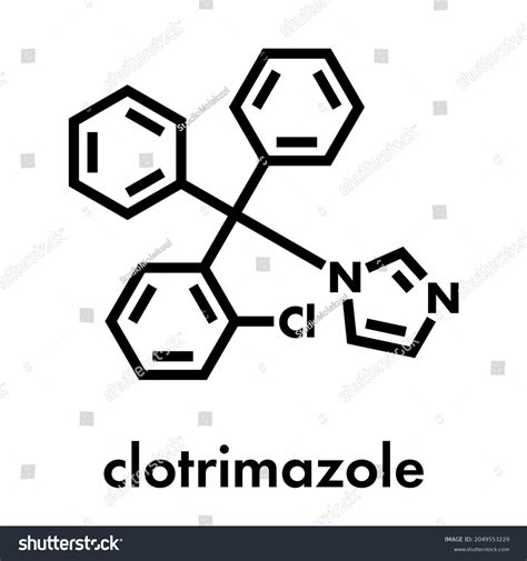 Vektor Stok Clotrimazole Antifungal Drug Molecule Used Treatment Tanpa Royalti 2049553229