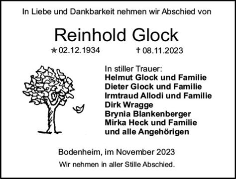 Traueranzeigen Von Reinhold Glock Vrm Trauer De