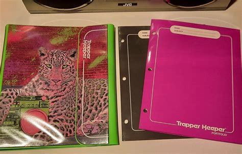 New Retro 80s Boombox Radio W Leopard Trapper Keeper Binder Folder