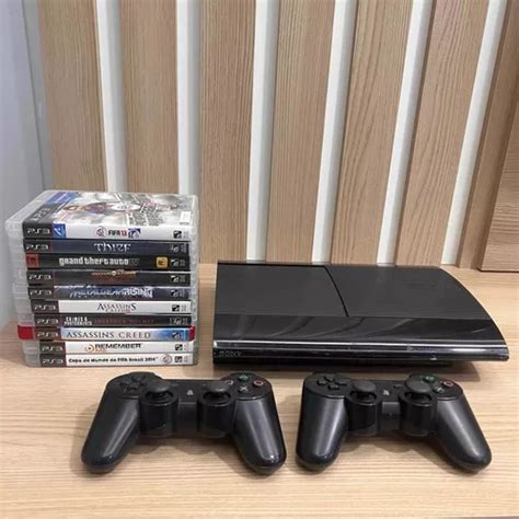 Playstation 3 Super Slim 2 Controles 10 Jogos Corre Que Ta Baratinho