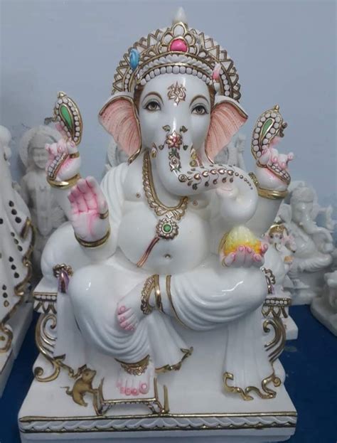 White Marble Lord Ganesh Statue Size Min Inch To Inch At Rs