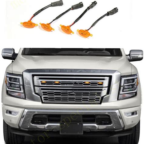 For Nissan Titan 2017 2021 Grille LED Amber Light Raptor Style Grill