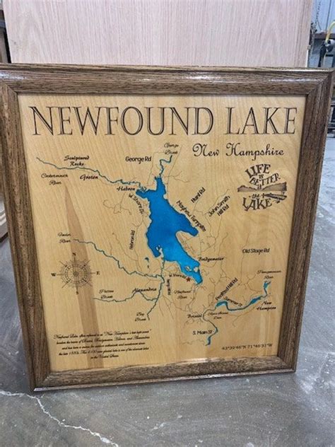 Newfound Lake, New Hampshire Custom Laser Engraved Lake Map With Epoxy ...