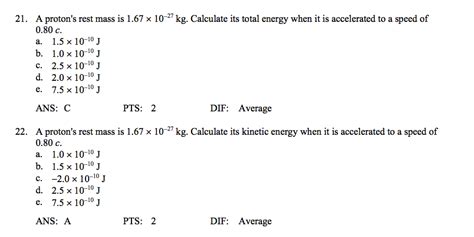 Solved A Proton S Rest Mass Is X Kg Calculate Chegg