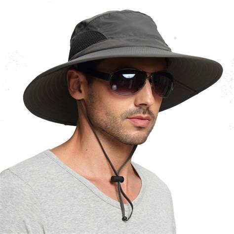 Mens Waterproof Sun Hat Outdoor Sun Protection Bucket Safari Cap Campn