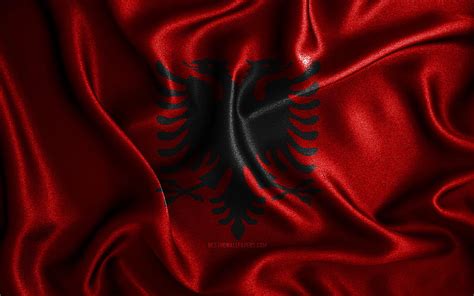 Albanian Flag Silk Wavy Flags European Countries National Symbols