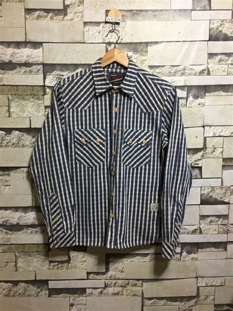 RAT S CAVE SAWTOOTH HICKORY WESTERN SHIRT Men S Fashion Tops Sets