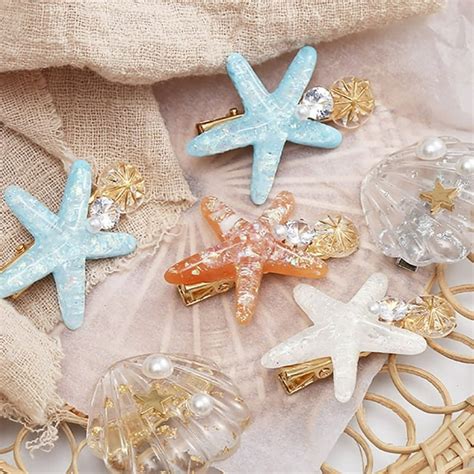 Shell Pearl Starfish Hair Clip Set For Women Girls Princess Hair Clips