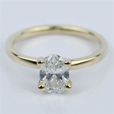 Oval Diamond Solitaire Ring In Yellow Gold 109 Ct