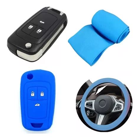 Cubre Volante Funda Llave Silicona Chevrolet Prisma Azul