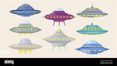 Set Of Fantastic Spaceships 3d Ufo Alien Space Travel Vehicle Vector