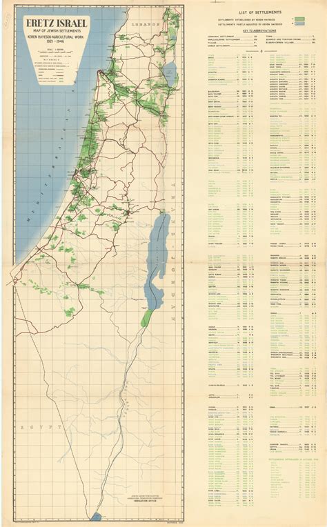 [palestine] Eretz Israel Map Of Jewish Settlements Keren Hayesod  Antiquariat Inlibris