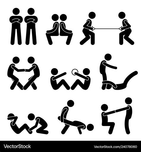 Exercise Workout With A Partner Stick Figure Vector Image