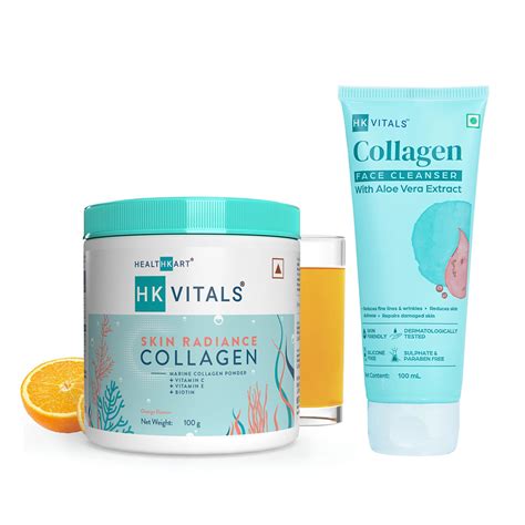 Buy Healthkart Hk Vitals Skin Radiance Collagen Powder Orange And Collagen Face Cleanser Combo