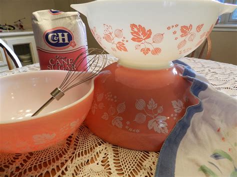 Pyrex Pink Gooseberry Cinderella Mixing Bowls Set Of Three Via