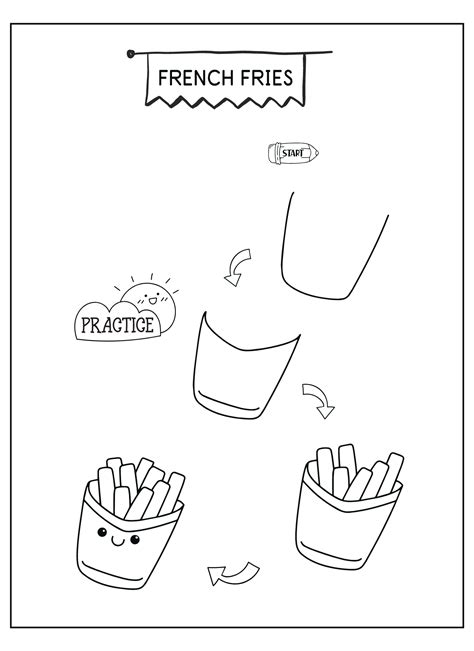 How To Draw French Fries A Easy Step By Step Art Tutorial