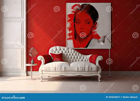 Red And White Interior Design Stock Illustration Illustration Of
