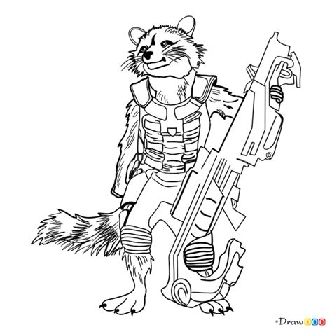 How To Draw Rocket Galaxy Guardians