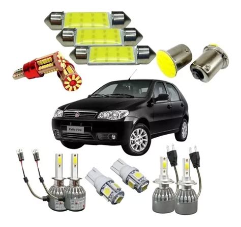 Kit Lâmpadas Leds E Ultra Led H1 H7 Fiat Palio Teto Placa Ré