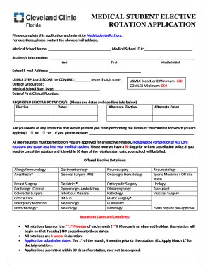 Fillable Online My Clevelandclinic Medical Student Elective Rotation