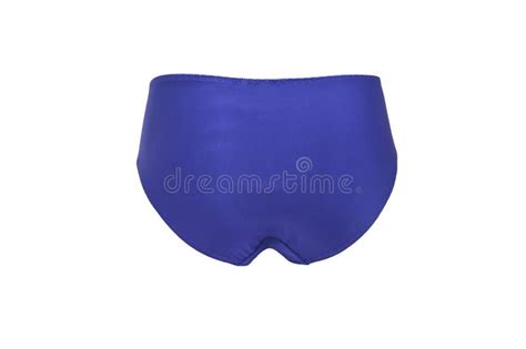 Lingerie Blue Panties Isolated On White Background Back View Colored Women S Underwear Stock