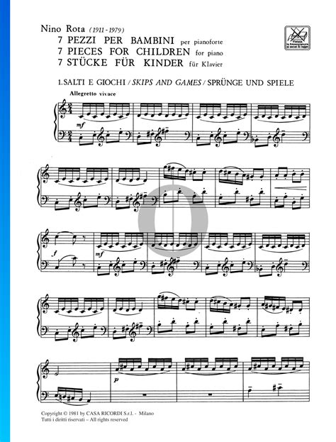 Skips And Games Nino Rota Piano Sheet Music Oktav