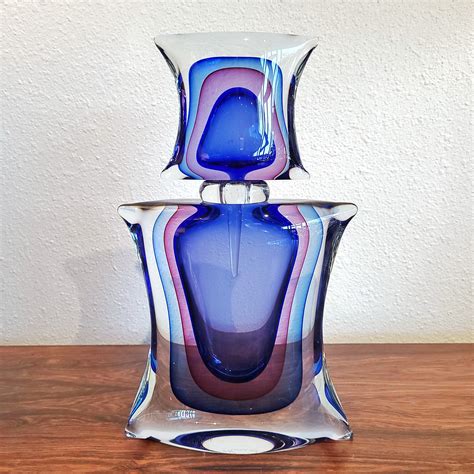 Large Sommerso Perfume Bottle By Luigi Onesto Murano Italy Modern Redux