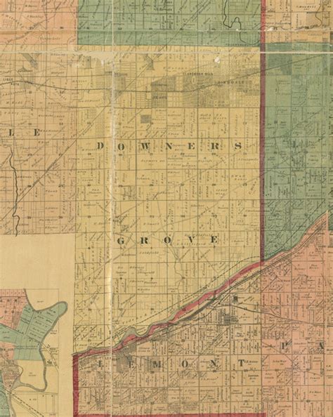 Downers Grove Illinois 1890 Old Town Map Custom Print Cook Dupage