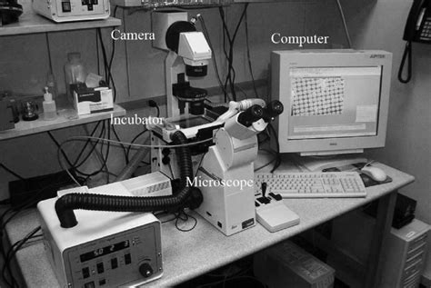 Photograph Showing Setup For Time Lapse Microscopy Including The