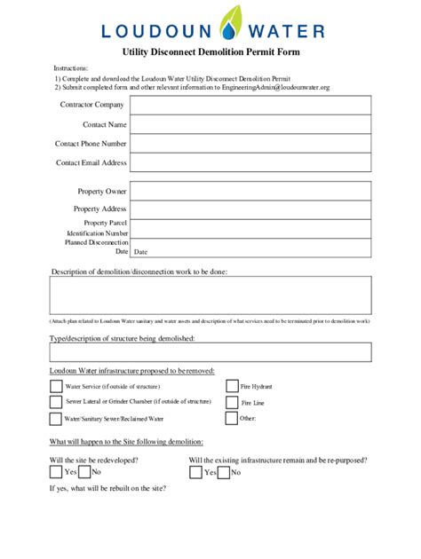 Fillable Online Utility Disconnect Demolition Permit Form Fax Email