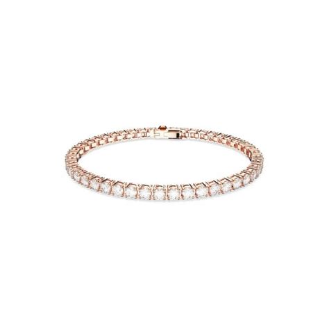 Swarovski Matrix Round Cut Rose Gold Tone Tennis Bracelet 165cm