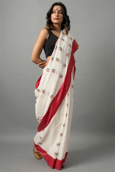 Khadi Cotton Jamdani Define Elegance Delicate Jamdani In Tree Motif Jamdani Saree Khadi