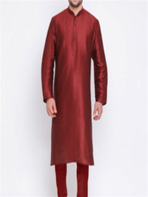 Buy Sanwara Men Maroon Solid Kurta With Churidar Kurta Sets For Men