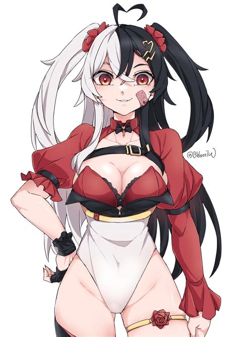 Rule 34 Big Breasts Black Hair Long Hair Mixed Hair Color Momotexx Vtuber Red Eyes Vyugen