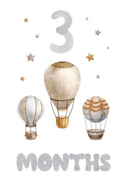 Premium Vector Baby Milestone Card With Hot Air Balloon Clouds And